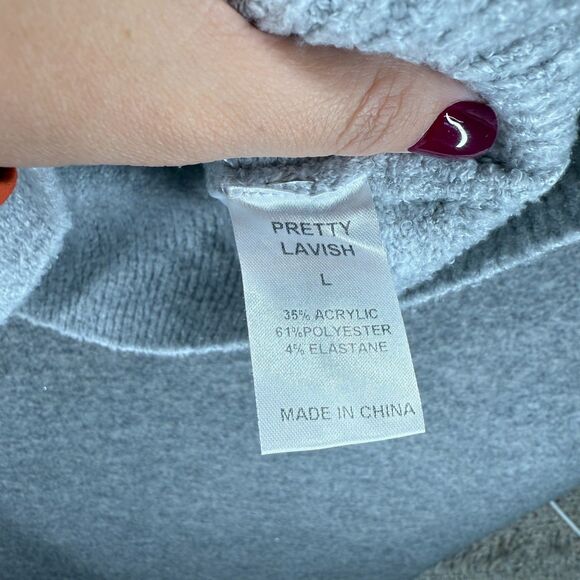 Pretty Lavish Vest Women L Large Gray Crew Neck Sleeveless Knit Acrylic Casual - Picture 4 of 7